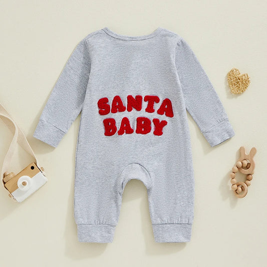 Baby Unisex Boy Holiday Long Sleeve Zipper Jumpsuit