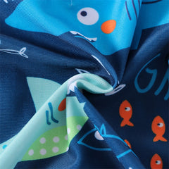0-18M Infant Kids Boy Shark Printed Short Sleeve Zipper Jumpsuit Swimwear