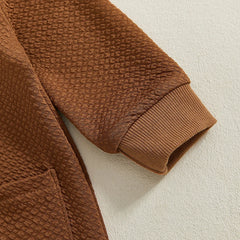 0–18M Unisex Baby Solid Color, Long Sleeve, Button-Up Romper