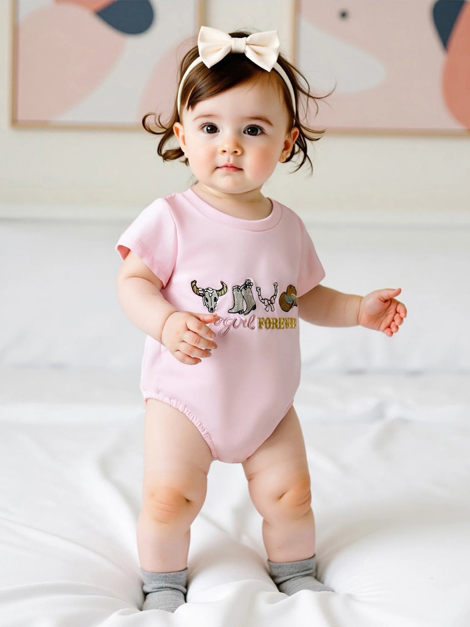 Baby Western Romper | Cowgirl Hat & Boot Design
