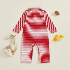 Baby Boy Striped Rugby Long Sleeve Football Romper