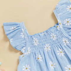 Baby Girl Daisy Smocked Top & Ruffle Shorts Summer Set