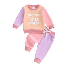 Baby Girls "Mama's Little Bestie" Long Sleeve Top & Drawstring Pants Set
