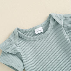 Baby Girl Flower Print Onesie & Suspender Shorts Set