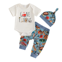 Newborn Baby Boy Fishing Outfit 3-Piece Set | Comfy Tummies