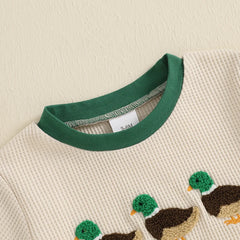 Newborn Baby Boy Duck Embroidery Onesie