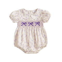 Baby Girls Onesie Bowknot Embroidered Print