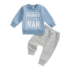 Baby Boy Letter Print Sweatshirt & Comfy Elastic Pants Fall Outfit