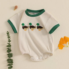 Newborn Baby Boy Duck Embroidery Onesie