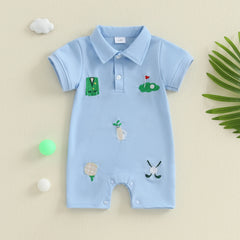 Baby Boys Golf Embroidery Short Sleeve Romper