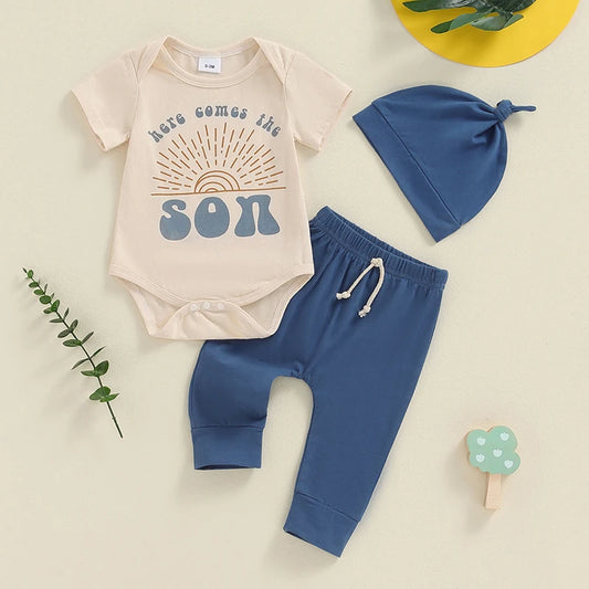 Baby Boy Romper Set with Hat | Summer Outfit