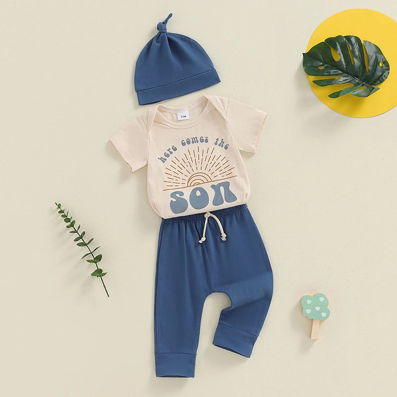 Baby Boy Romper Set with Hat | Summer Outfit