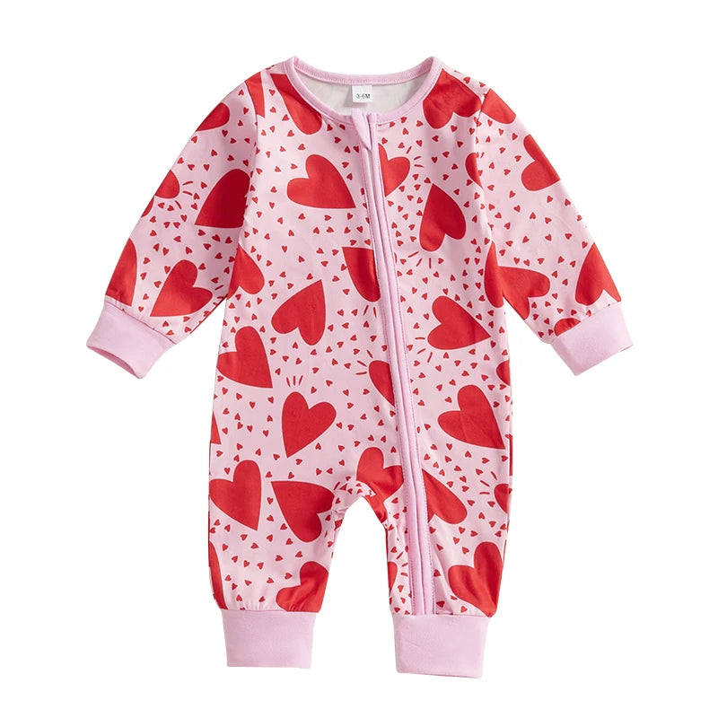 Baby Girl Heart Romper | Cozy Valentine’s Jumpsuit