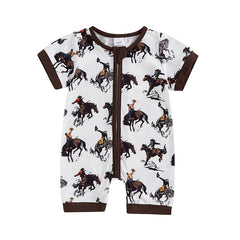 Baby Boy Western Horse Print Romper