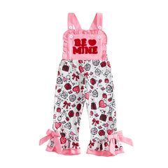 Toddler Baby Girls Valentine’s Heart Print Bell-Bottom Romper