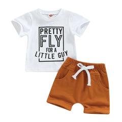 Baby Boy Toddler Letter Tee & Drawstring Shorts Summer Set