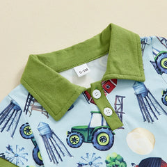 Baby Boys Short Sleeve Lapel Western Elements Romper