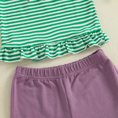 Baby Girl Fly Sleeve Ice Cream Embroidery Top & Shorts Set