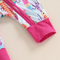 Unisex Baby Autumn Long Sleeve Crew Neck Fish Print Romper