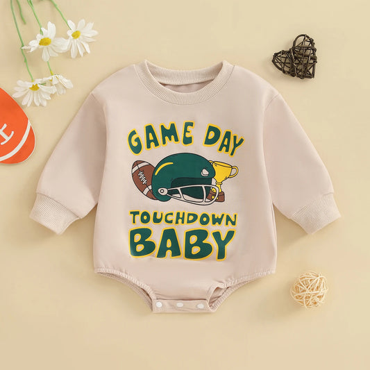 Baby Boy Long Sleeve Rugby Print Onesie
