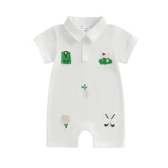 Baby Boys Golf Embroidery Short Sleeve Romper