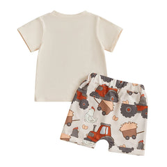 Toddler Boy Farm Print Loose-Fit Tee & Shorts Summer Set