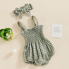 Baby Girl Summer Floral Plaid Onesie