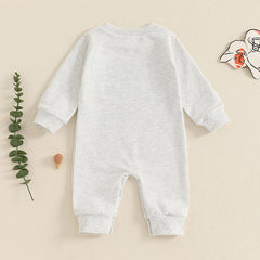 Unisex Baby Letter Bird Print Long Sleeve Romper