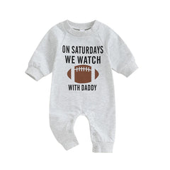 0β18M Unisex Baby Football Print Long Sleeve Romper
