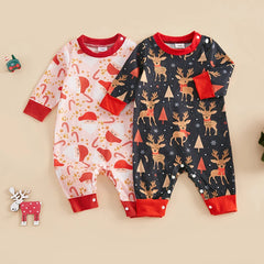 0-18M Baby Infant Unisex Holiday Long Sleeve Christmas Jumpsuit