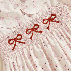 Baby Girls Onesie Bowknot Embroidered Print