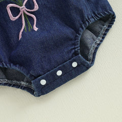 Baby Girl Ruffle Denim Onesie & Headband