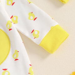 Unisex Newborn Duck Long Sleeve Footed Romper & Hat