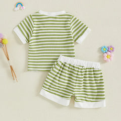 Baby Girl Striped Flower Top & Shorts Set