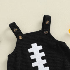 Newborn Unisex Sleeveless Football Embroidery Overalls