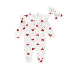 0-18M Baby Girl Heart Print Romper