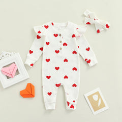 0-18M Baby Girl Heart Print Romper
