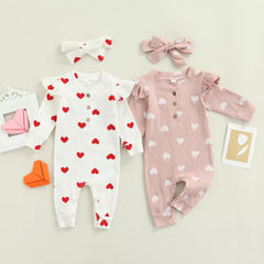 0-18M Baby Girl Heart Print Romper