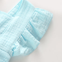 Newborn Baby Girl Ruffle Hem Cotton Solid Color Sleeveless Overalls