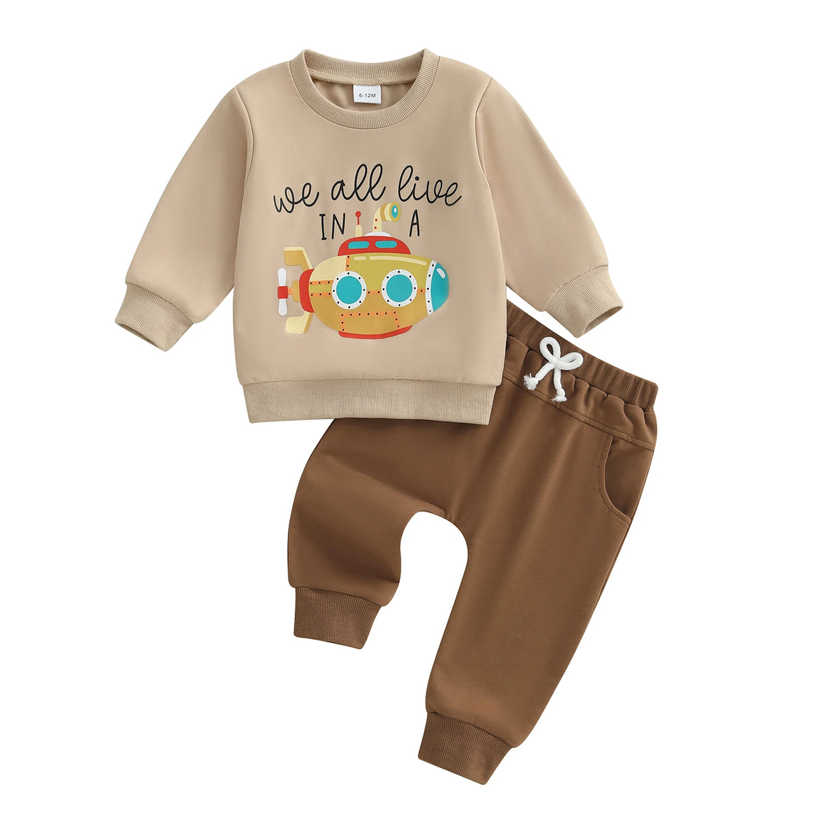 Toddler Boy Submarine Print Sweatshirt & Pants Fall Outfit