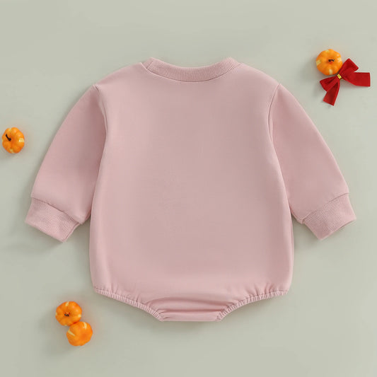 Newborn Baby Girl Pumpkin Print Long-Sleeve Halloween Romper
