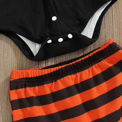 0–12M Baby Boy Long Sleeve Onesie + Striped Pants Halloween Outfit