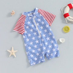 Baby Boy Independence Swimwear Star Stripe Patchwork Swimwear