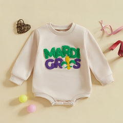 Baby Unisex Carnival Letter Embroidery Long-Sleeve Onesie