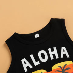 Baby Boy Letter Glasses Sleeveless Shorts Set
