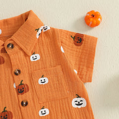 Unisex Pumpkin Halloween Tee & Shorts Outfit