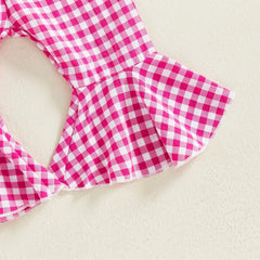 Toddler Baby Girl Embroidered Pullover & Plaid Bell Bottoms Christmas Set