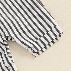 Baby Boy Striped Summer Romper – Short Sleeve, Easy Snap