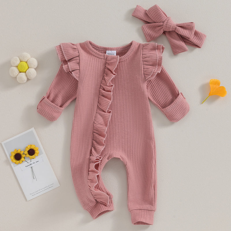 Newborn Baby Girl Romper Ruffle Sleeve Jumpsuit Baby Girl Bodysuit Infant Girl Summer Clothes Pink 0 3 Months