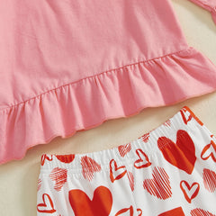 Toddler girl Valentine’s 2-piece heart embroidery outfit
